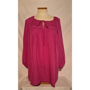 Daniel Rainn Austen 3/4 Sleeve Tassel‎ Blouse Fuchsia Size 2X NEW